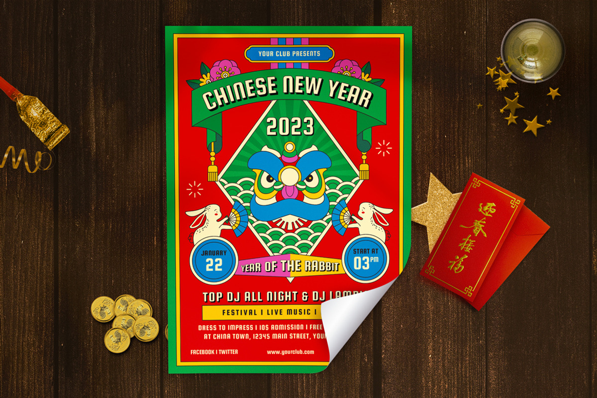 Chinese New Years Party Flyer 2023, a Templates & Theme by Totem Design Studio (Photo 2 of 6)