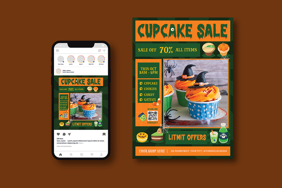 Cupcake Sale Flyer, a Flyer Template by iDoodle Studio