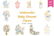 Watercolor Baby Shower Clipart, a Decorative Illustration by BerryPieArt (Thumbnail 1 of 4)