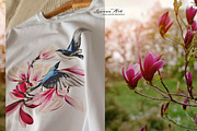 Swallows with magnolias Clipart Set, a Seasonal Illustration by Leonaa art (Thumbnail 9 of 11)