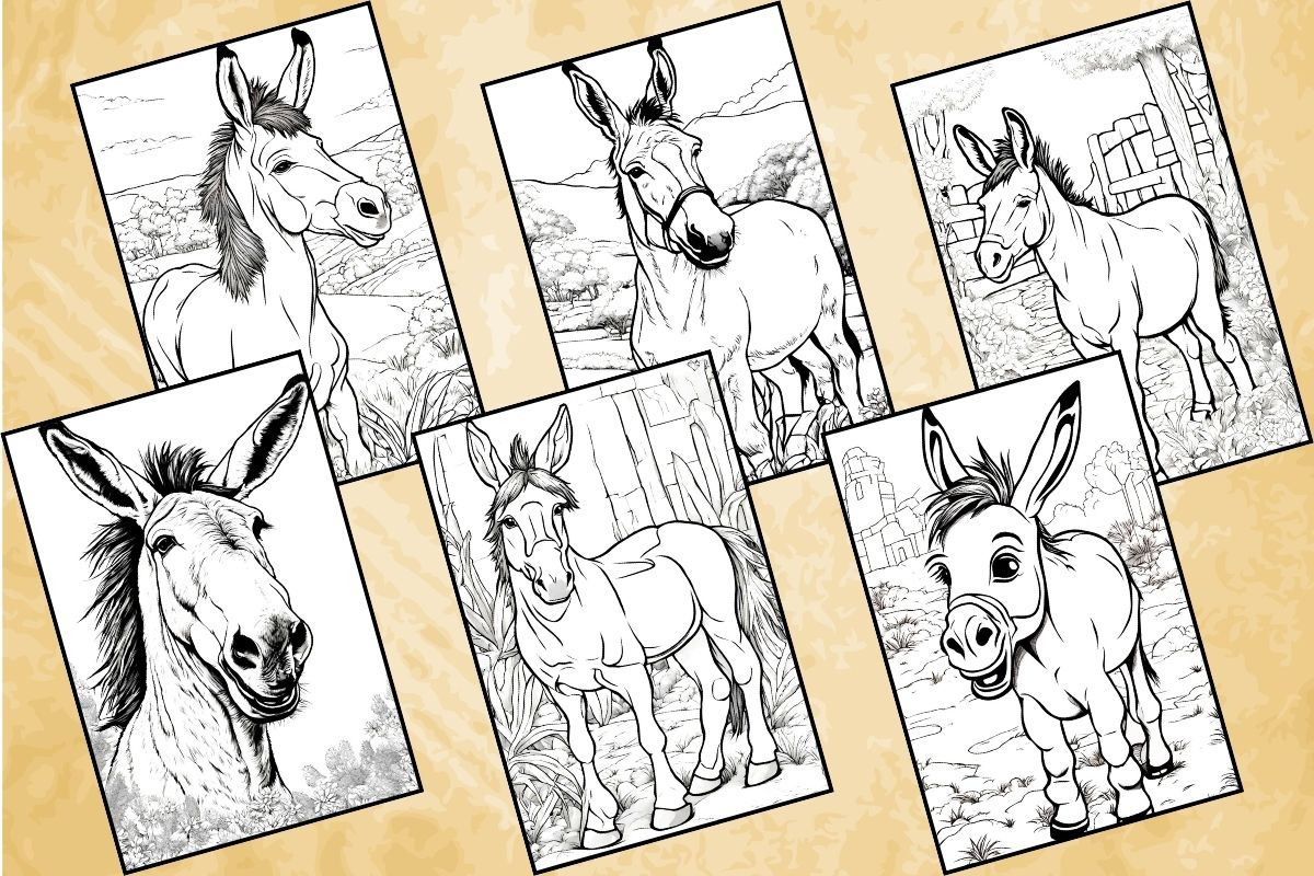 Donkey Coloring Pages, an Animal Illustration by Catchy Ideaz (Photo 2 of 3)