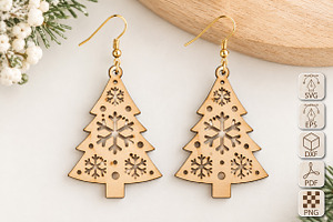 Christmas Tree Earrings Laser Cut
