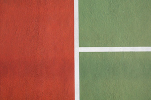 Marking on the tennis court close up containing tennis, court, and net, a Sports & Recreation Photo by volodymyrshtun13795