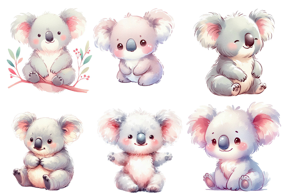 Watercolor koala clipart, an Illustration by Designworld (Photo 2 of 5)