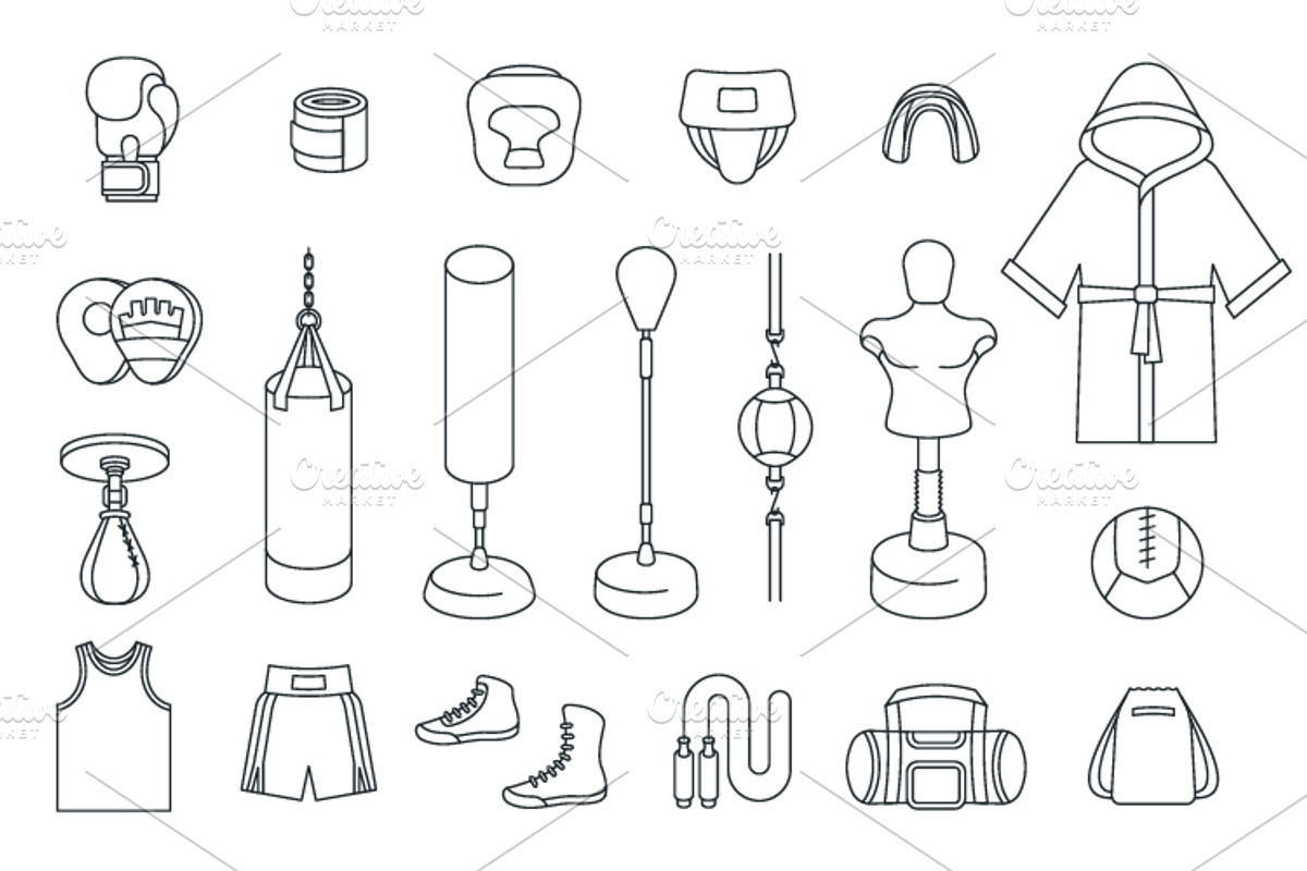 Boxing flat vector icons, a Sport Illustration by Vectorikart (Photo 3 of 3)