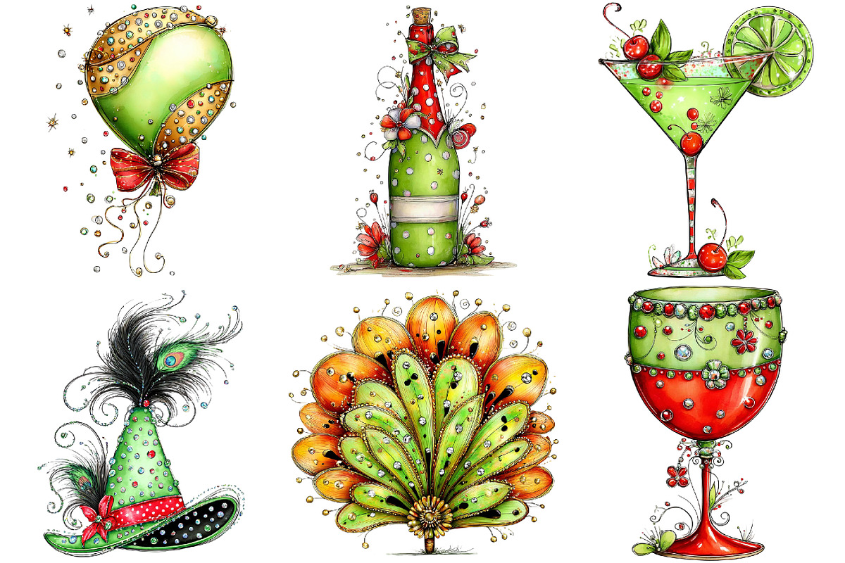 New Year's Midnight Glam Clipart, an Illustration by Craft Nest (Photo 3 of 6)