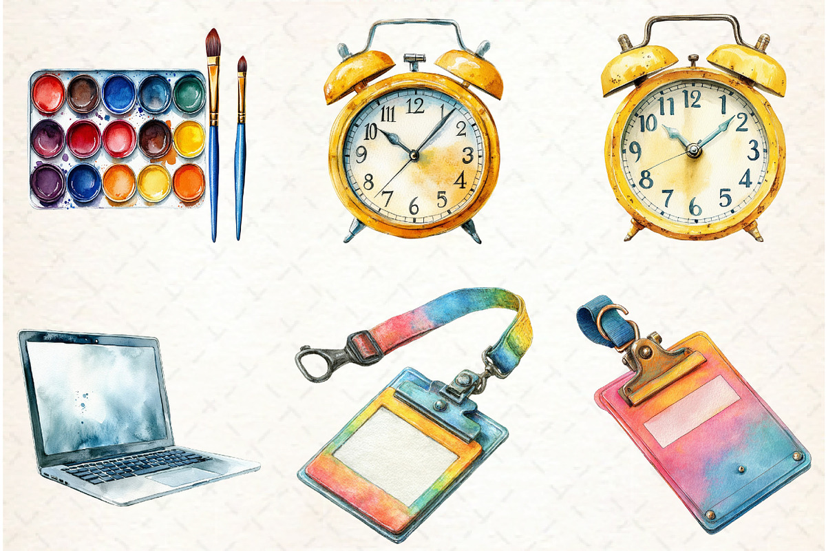 Watercolor School Clipart, Classroom, a Graphic by Libby Wishes (Photo 2 of 6)