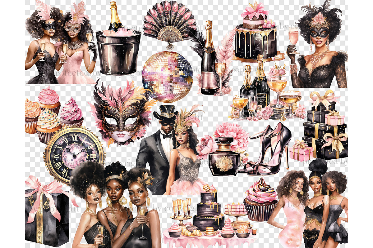 Happy New Year Clipart | Carnival, a Person Illustration by GlamArtZhanna (Photo 4 of 5)