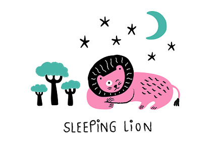 Sleeping Lion under the moonlight