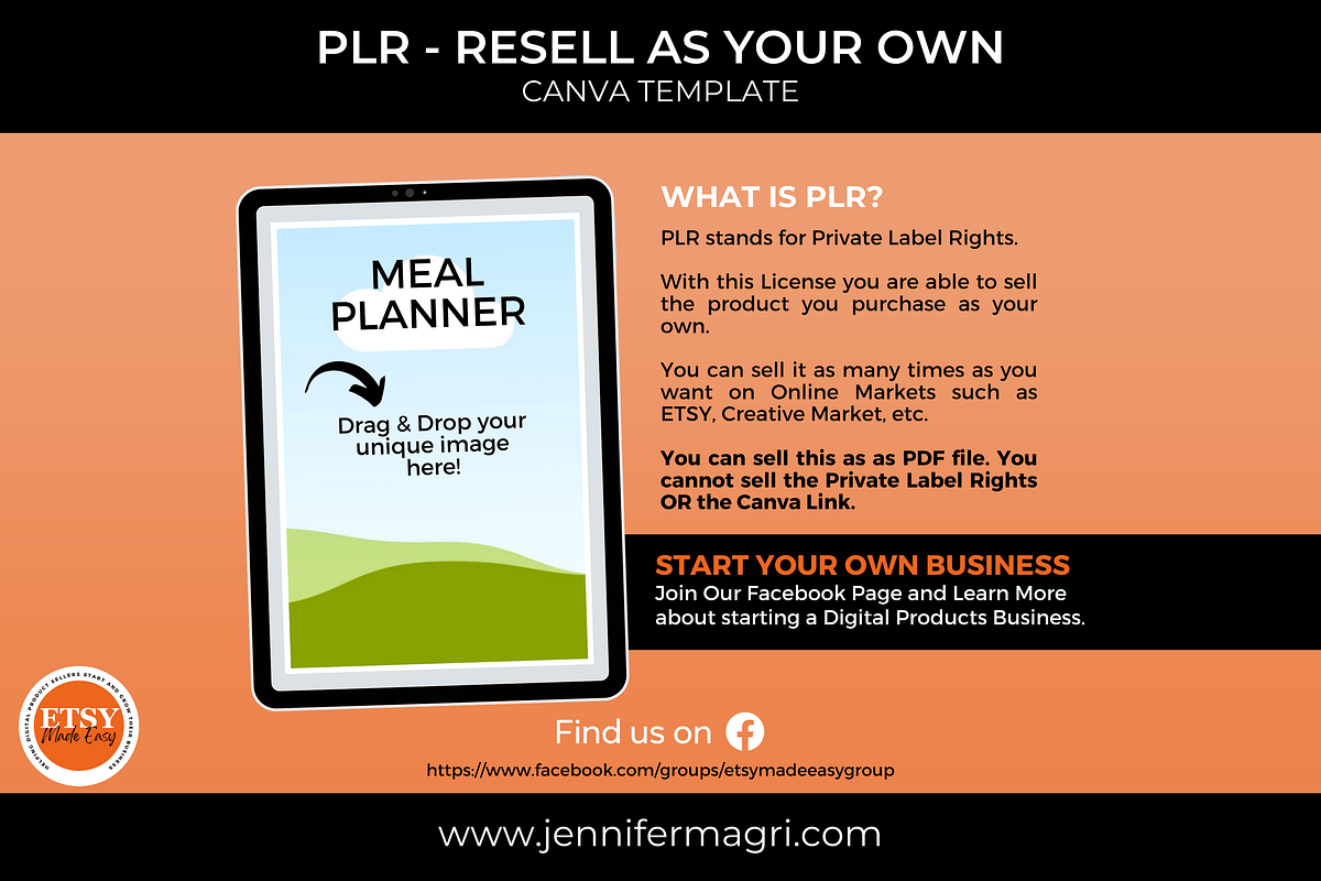 PLR Meal Planner for Resellers, a Templates & Theme by Jennifer Magri Templates (Photo 3 of 8)