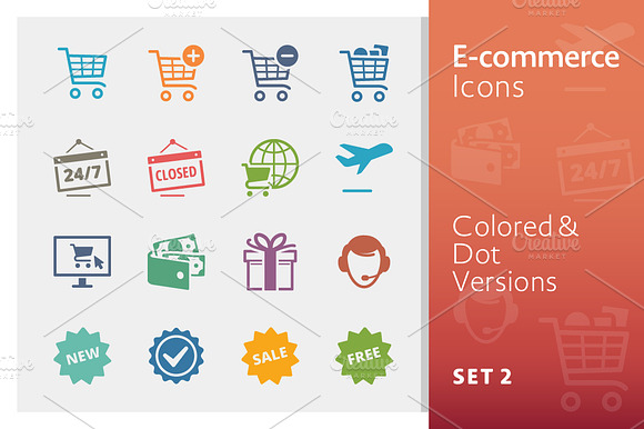 E Commerce Icons Set 2 Colored