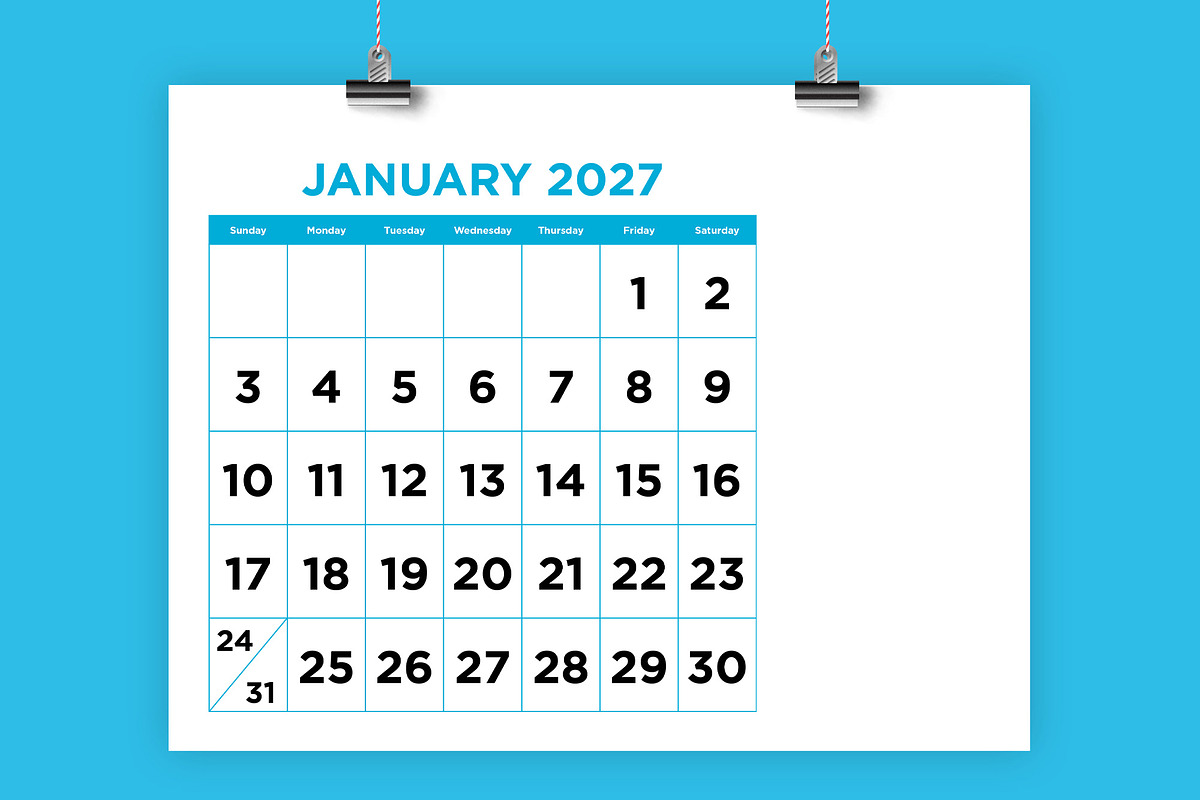 2027 Large No. Color 8.5x11 Calendar, a Stationery Template by Running With Foxes (Photo 1 of 6)