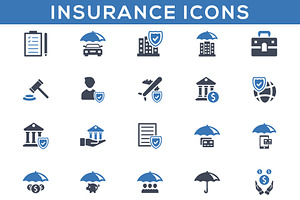 Modern Insurance & Finance Icon Set, a Solid Icon by SalimCreative1