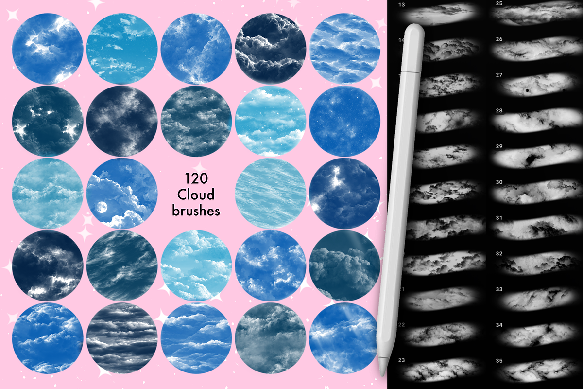 Procreate Cloud Sky texture brushes, a Brush Add-On by Revabrush (Photo 2 of 9)