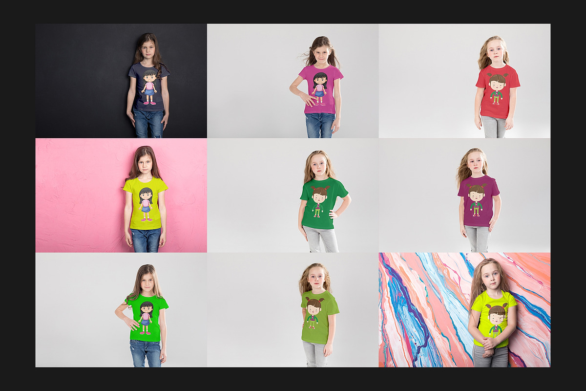 111 Kids T-Shirt Mock-Up Set, a Shirt Mockup by Freeman Studio (Photo 8 of 24)