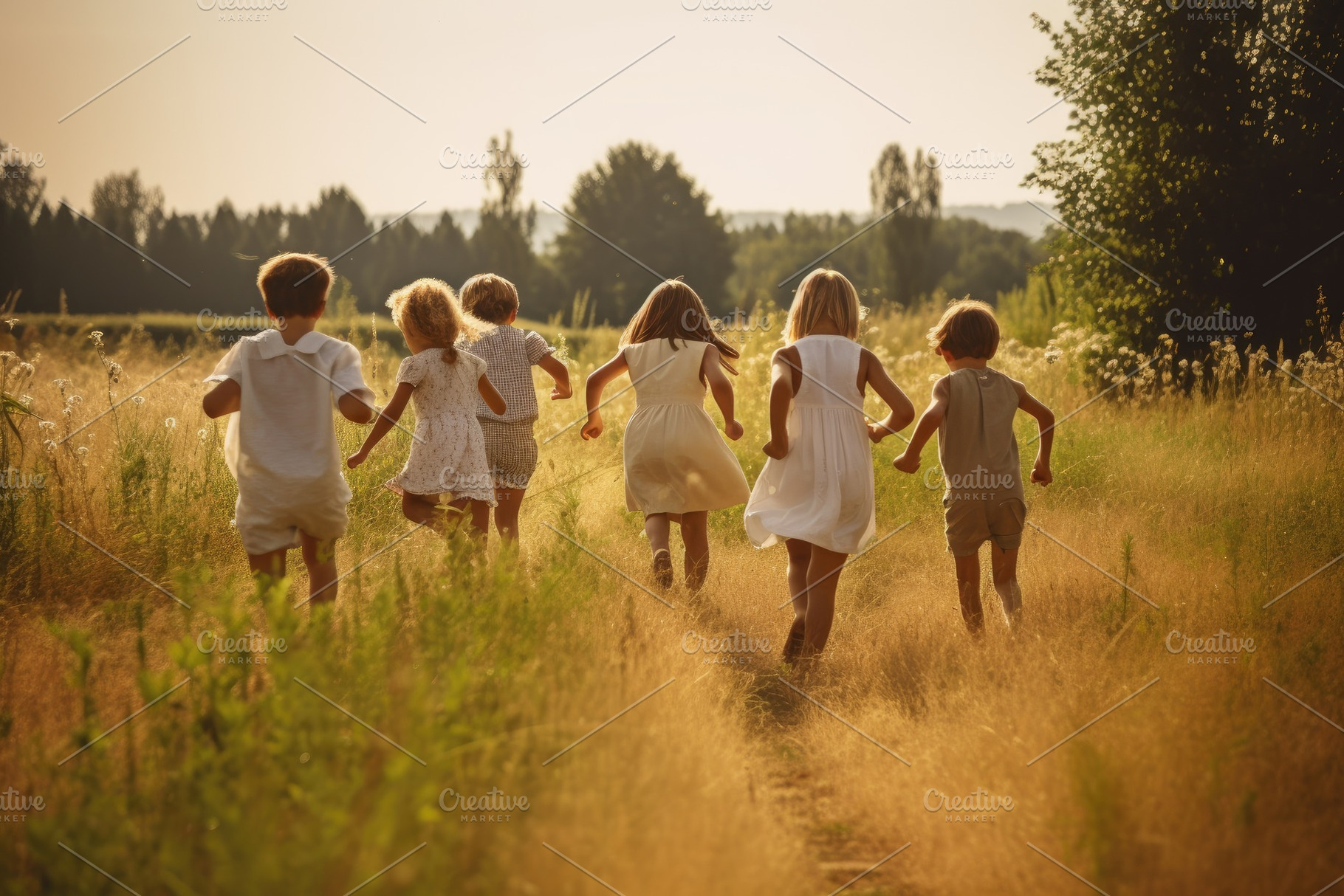 Group of happy children running in t, a Photo by Iftikhar Alam