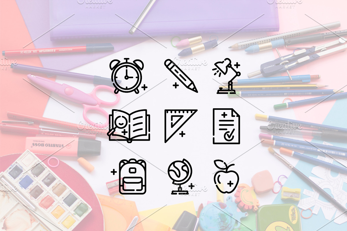 Back to School line icons, an Outline Icon by Lyolya Profitrolya (Photo 2 of 3)