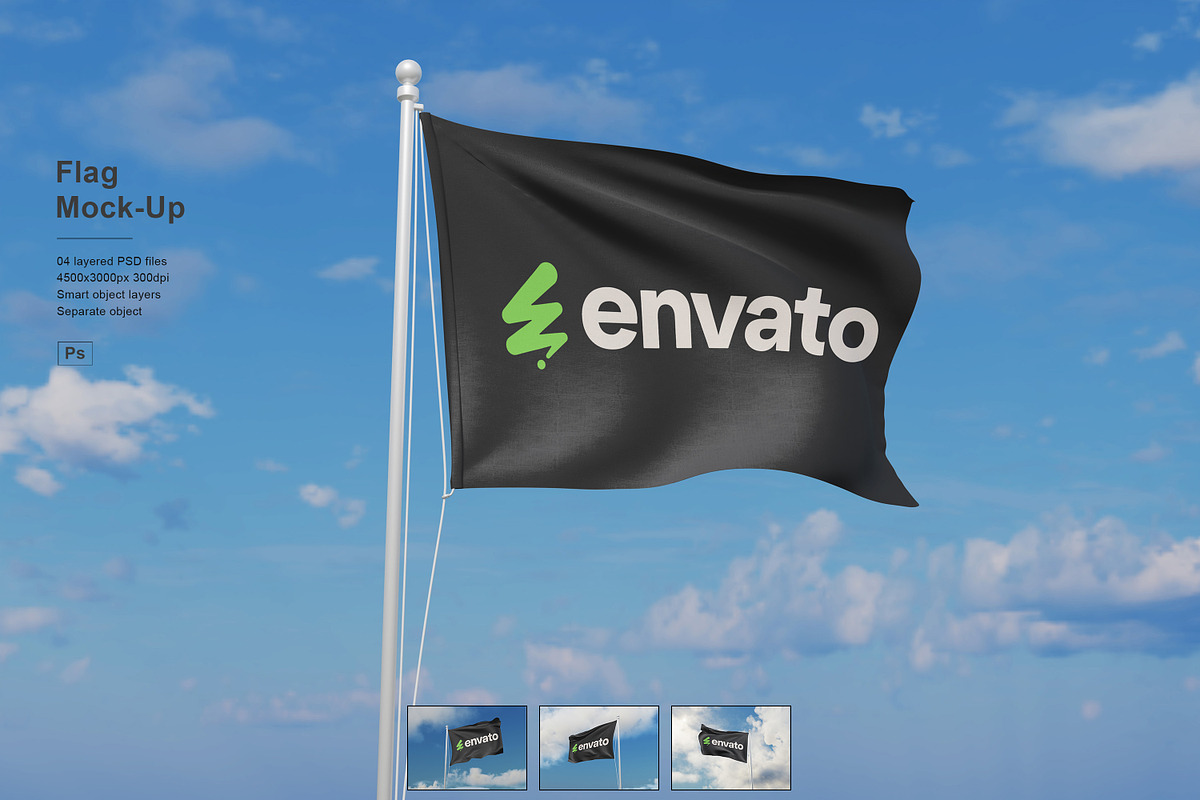 Flag Mockup, an Advertising Mockup by Pexelcorner (Photo 1 of 5)