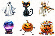 Watercolor Halloween Clipart Bundle, an Illustration by OK Design (Thumbnail 2 of 5)