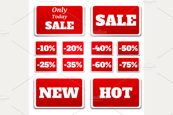 Sale Stickers Red Color