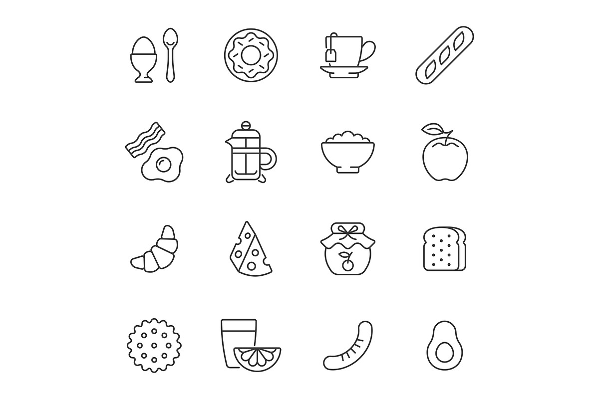 Breakfast line icon set, an Outline Icon by ElineDesign (Photo 1 of 3)