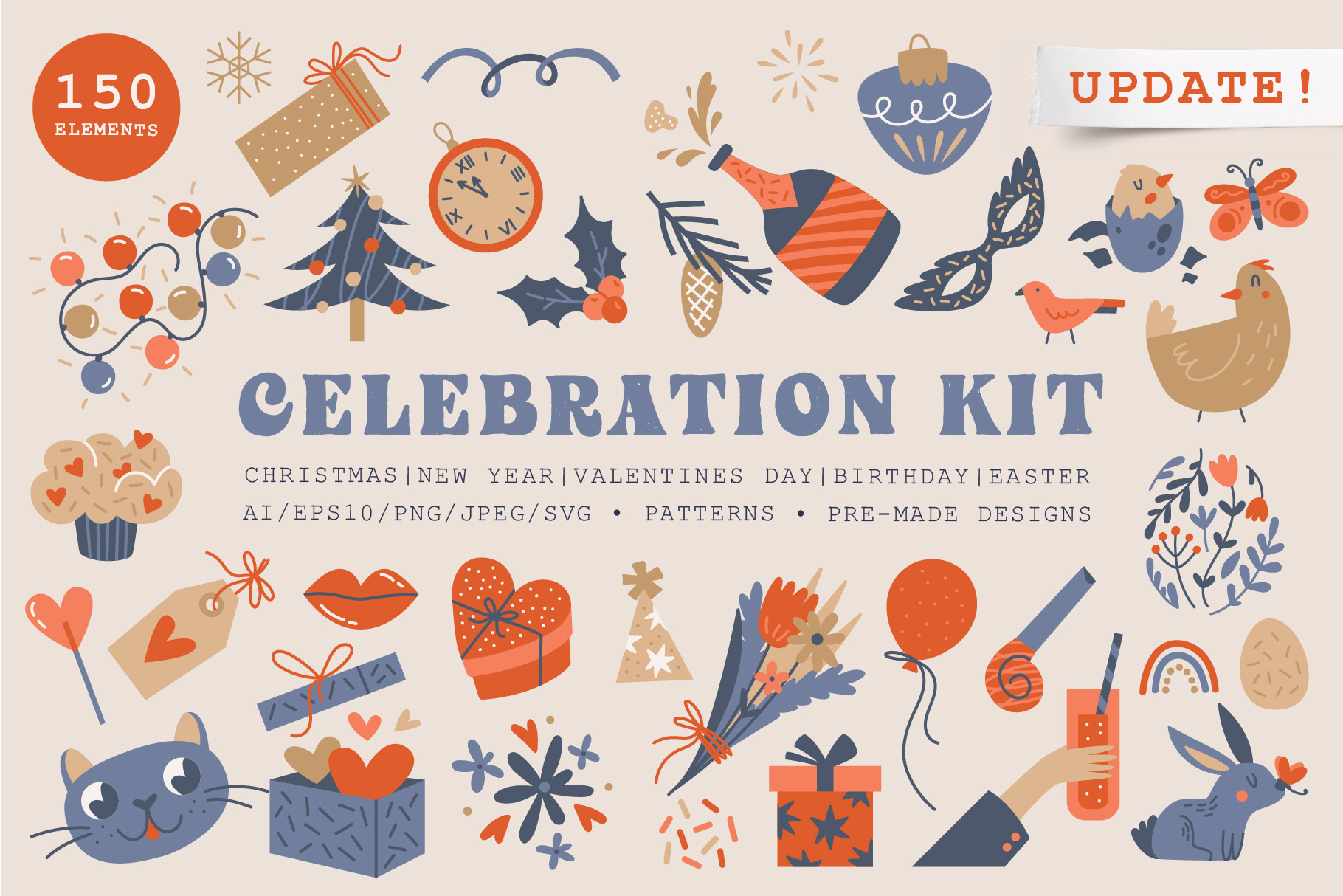 Celebration Kit | Vector Collection by Katieromanoff_Art | Creative Market