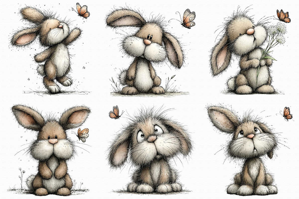 Whimsical Bunny with Butterfly Clipa, an Illustration by Libby Wishes (Photo 4 of 6)