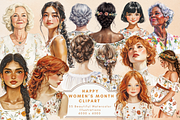 Happy Women's Month Clipart, a Graphic by NadiaTheronArt (Thumbnail 1 of 5)