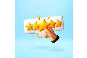 3D Hand holding star for five star, a Finance Illustration by Abscent