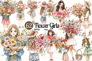 Flower Girl Clipart Summer Girl Png