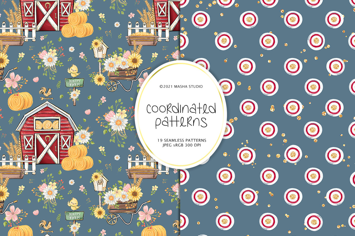 Farm Animals Digital Papers, a Pattern Graphic by Masha  Studio (Photo 9 of 11)