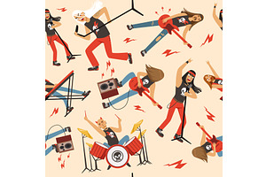 Rock band. musician seamless pattern, an Illustration by Onyx