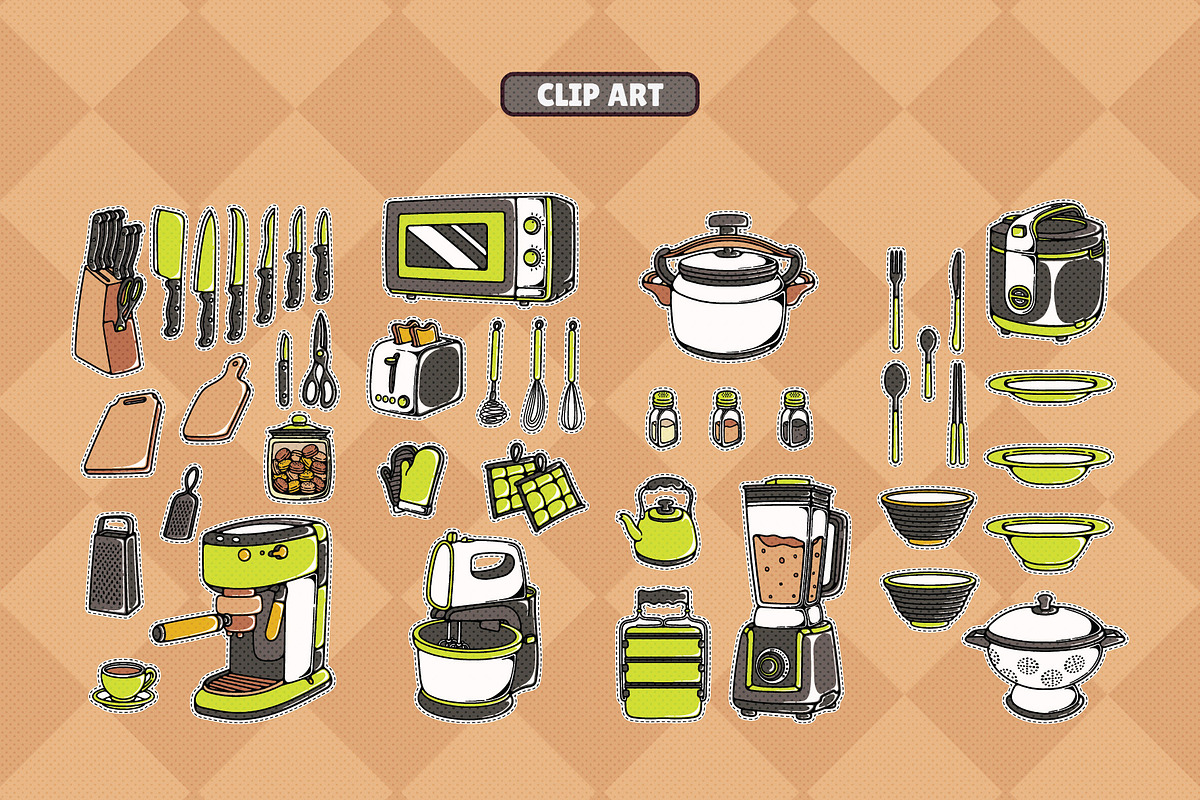 Retro Kitchen Sticker Illustration, an Object Illustration by Decoconio Design (Photo 2 of 6)