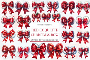 Red Coquette Christmas Bow Bundle, an Illustration by Designworld