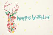 Watercolor Deer Flowery-Filled, an Illustration by hellopop design (Thumbnail 2 of 3)