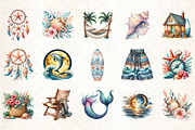 OCEAN Boho, Summer Clipart, an Illustration by DreamCafeArt (Thumbnail 2 of 5)