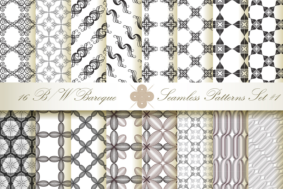16 B&W Seamless Baroque Florals #1, a Pattern Graphic by Patternalized (Photo 1 of 5)