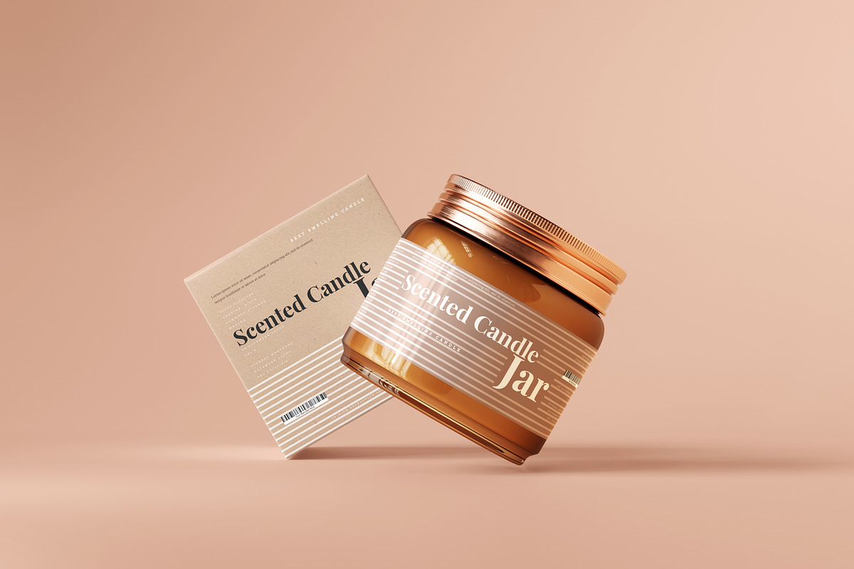 Amber Glass Candle Jar Mockups, a Packaging Mockup by pmvch (Photo 19 of 26)