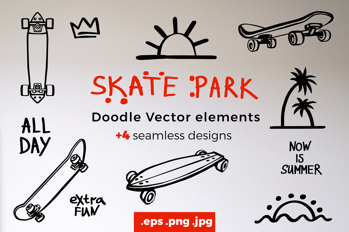 Skateboard Park Sticker & Patterns, a Sport Illustration by Sopelkin (Photo 1 of 9)