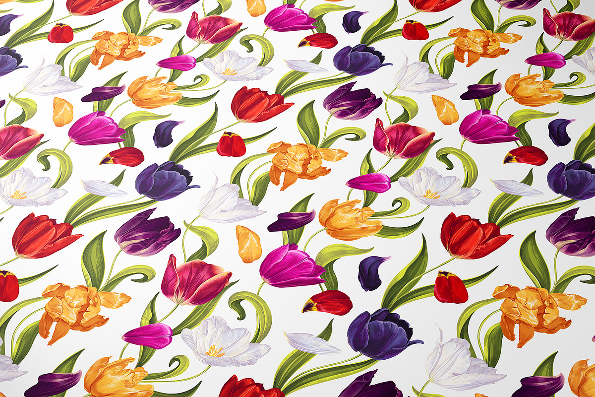 Colorful Tulips Seamless Pattern, a Pattern Graphic by MarynaPetrovska (Photo 3 of 16)