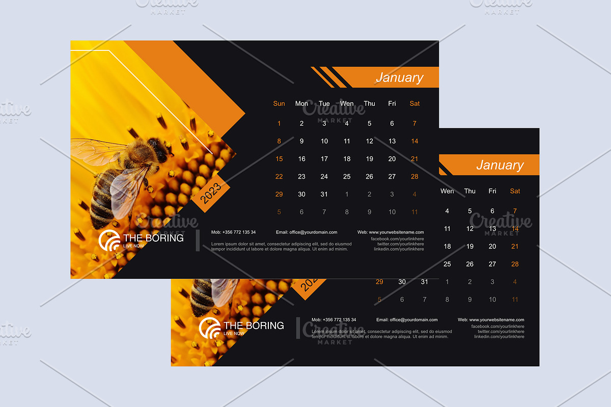 Calendar 2023 Template 12 - Sunday, a Templates & Theme by Florin Chitic (Photo 2 of 2)