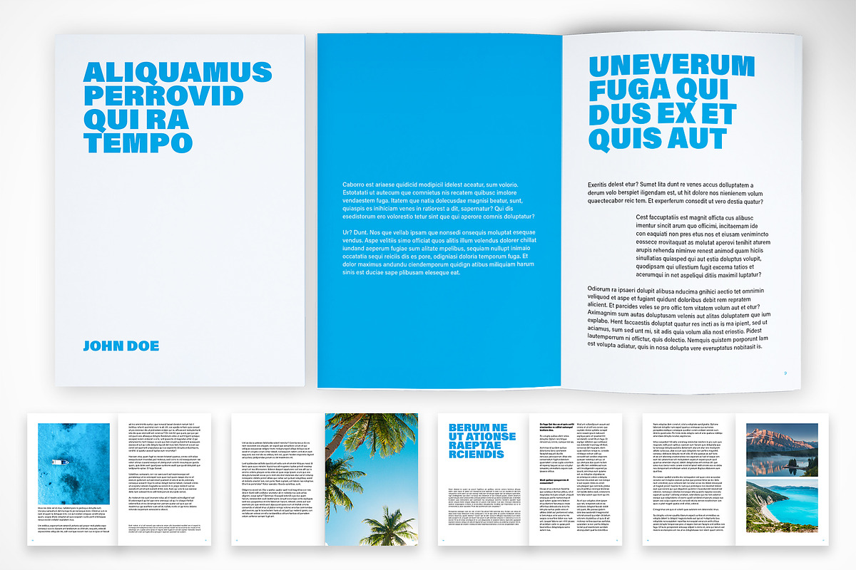 Bold Blue Travel Magazine Template