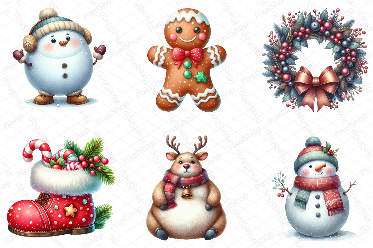 Cute Chubby Christmas Clipart, an Illustration by DreamPrint404 (Photo 3 of 5)