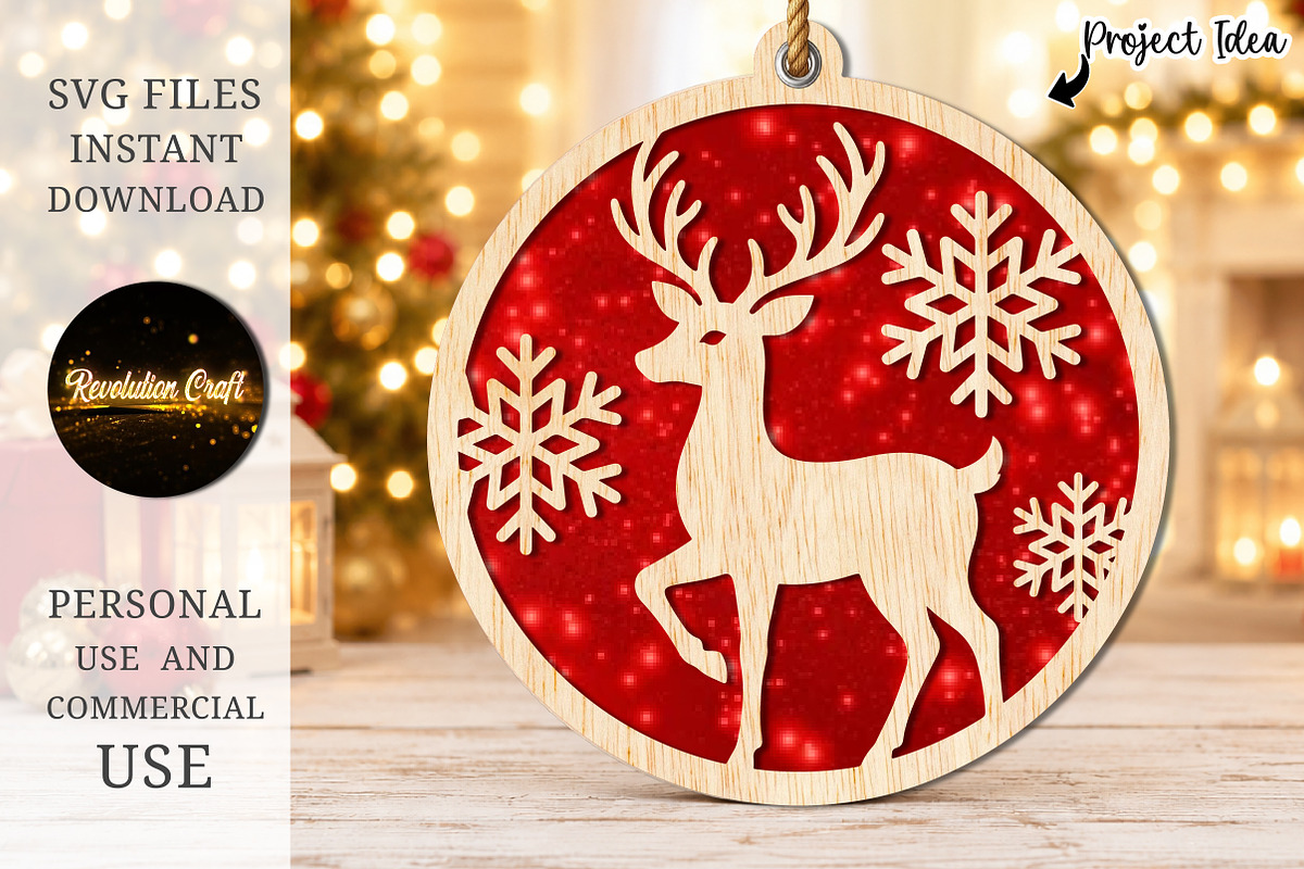 Christmas Reindeer Laser Cut SVG, an Object Graphic by OK Design (Photo 3 of 3)