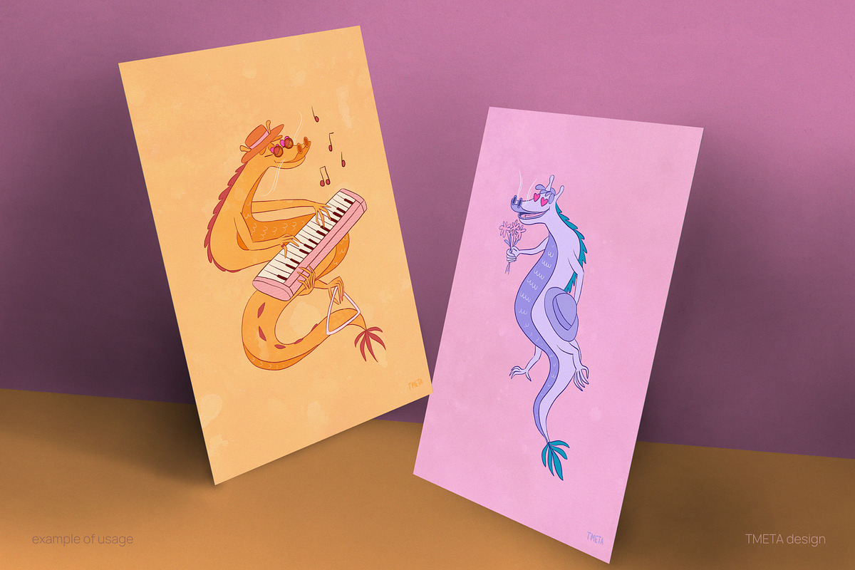 Romantic Dragons | Illustration Kit, an Animal Illustration by TMETA design (Photo 6 of 12)