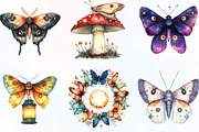 Watercolor Summer Night Moths, an Illustration by CraftArtStudio (Thumbnail 2 of 6)