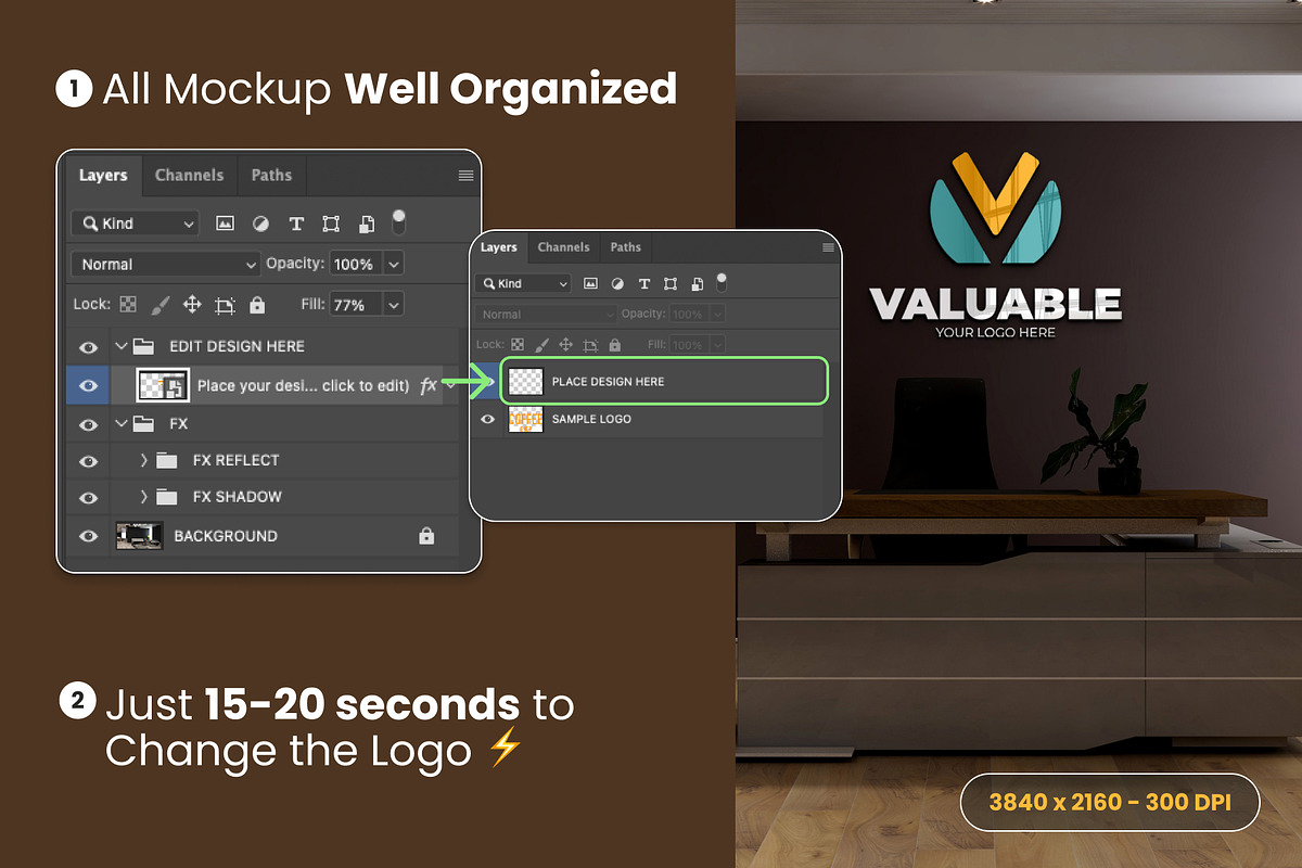 Cafe & Office Scene Wall Logo Mockup, an Advertising Mockup by Ayy (Photo 2 of 18)