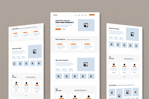 UX UI Website Landing Page Wireframe, a Wireframe Template by MightyDesign