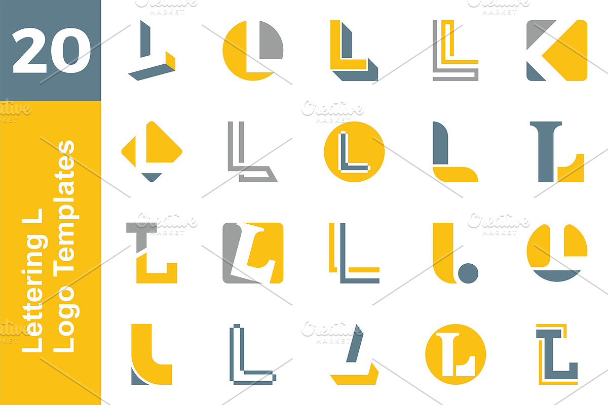 20 Logo Lettering L Template Bundle, a Branding & Logo Template by Acongraphic (Photo 1 of 21)