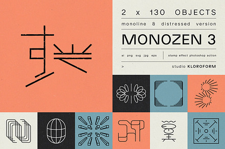 Monozen 3 - 130 abstract icons, an Object Graphic by kloroform